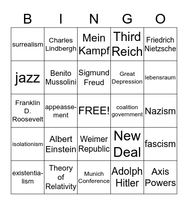 Global II  Chapter 31    Postwar   Bingo Card