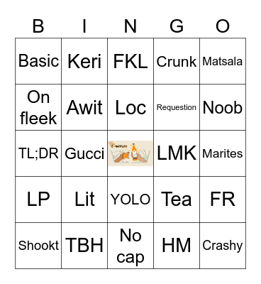 Internet Slang Words Bingo Card