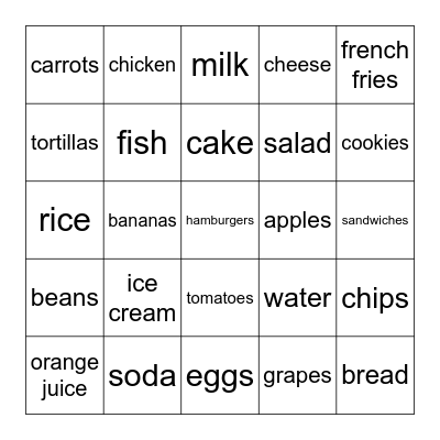 Food! Bingo Card