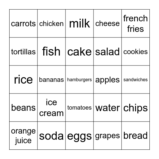 Food! Bingo Card