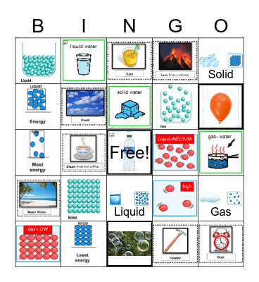 States of Matter Bingo Card