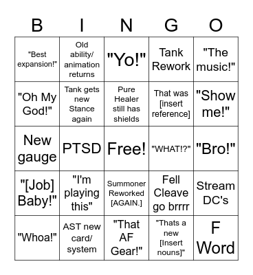 THE Kossuel Job Actions Bingo Card