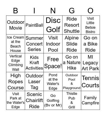 Crystal Mountain Scavenger-Hunt Bingo! Bingo Card