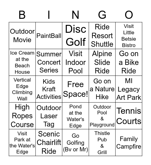 Crystal Mountain Scavenger-Hunt Bingo! Bingo Card