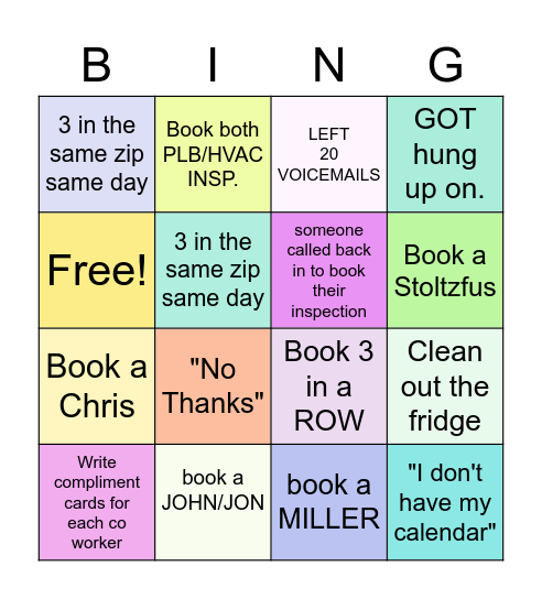 INSPECTION BING Bingo Card