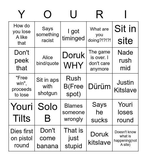 Youri bingo Card