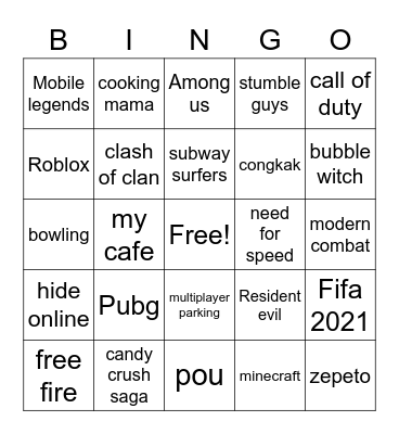 GAMES Bingo Card