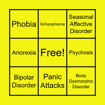 Mental Health Bingo! Bingo Card