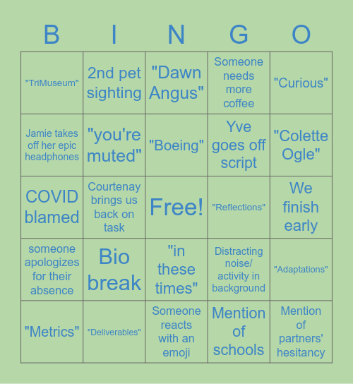 TriMuseum Bingo Card