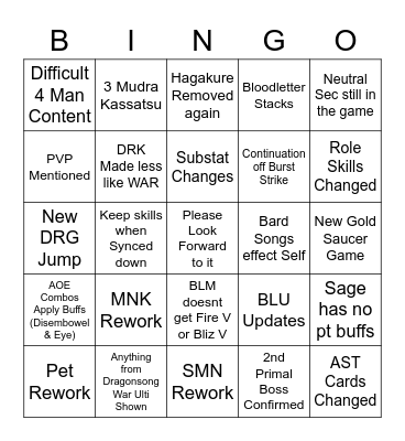 FFXIV LL66 DGenS Bingo Card
