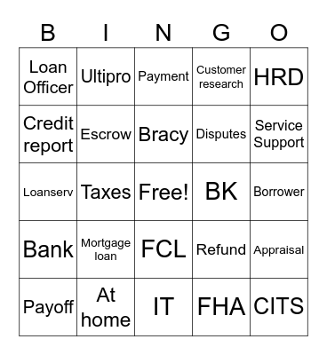 Carrington Bingo Card