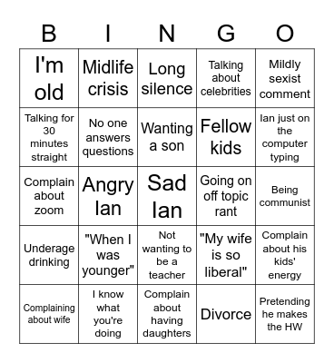 Ian Bingo Card