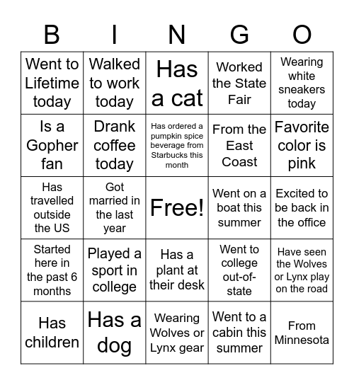 Get to Know Your Pack Bingo Card