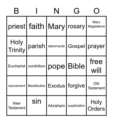 RELIGION BINGO Card