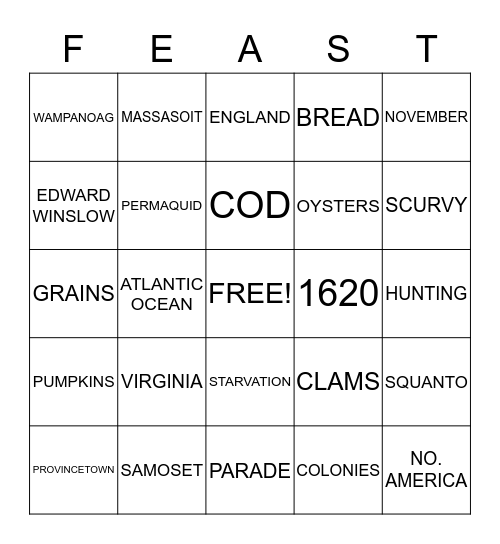 HAPPY THANKSGIVING Bingo Card