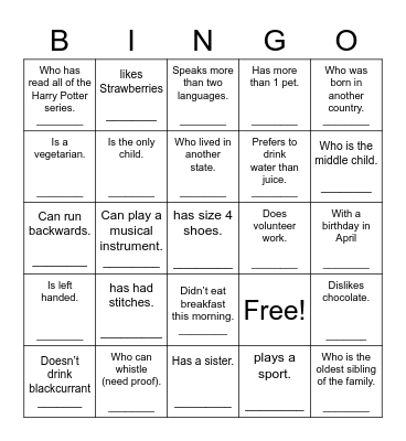 Find Someone Who... Bingo Card
