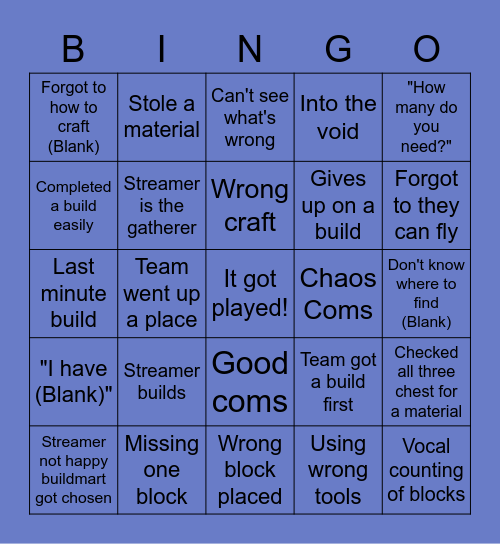 Build Mart Bingo Card