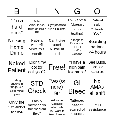 ED Bingo Card