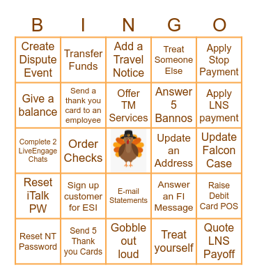 Call Center Bingo Card