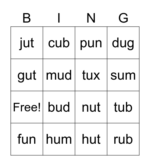 Uu Bingo Card
