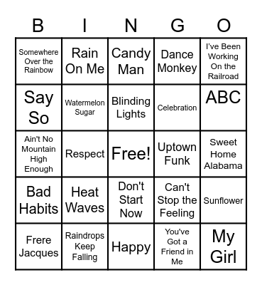 Music 🎶 Bingo Card