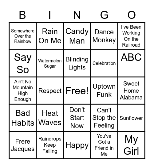 Music 🎶 Bingo Card