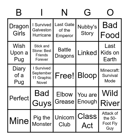 Book Fair Bingo Card