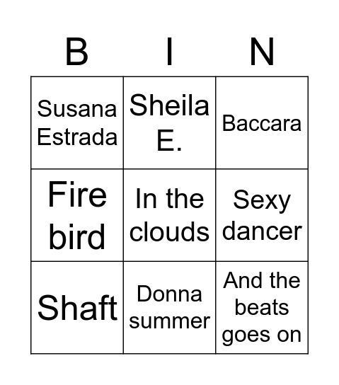Disco Bingo Card