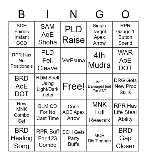 Endwalker LiveLetter Bingo Card