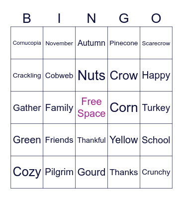 Acloché Fall Bingo Card