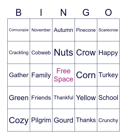 Acloché Fall Bingo Card