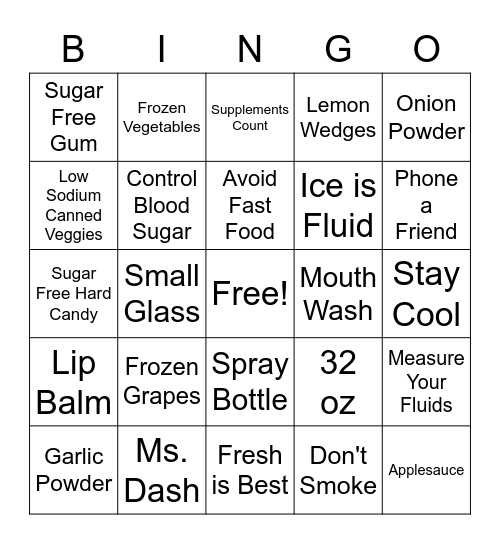 GET RID OF THE FLUID Bingo Card