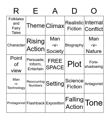 Reading BINGO (READ-O) Bingo Card