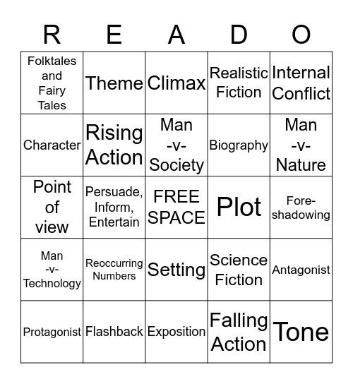 Reading BINGO (READ-O) Bingo Card