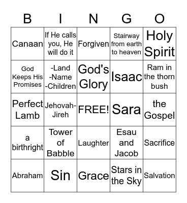 Bible Bingo Card