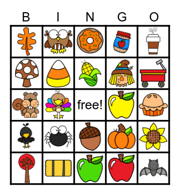 Fall Themed Bingo Card