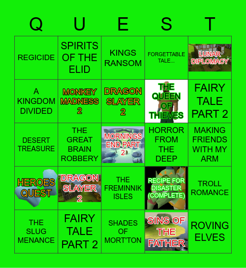 IRON CHOOBS | QUESTING BINGO 150+QP Bingo Card