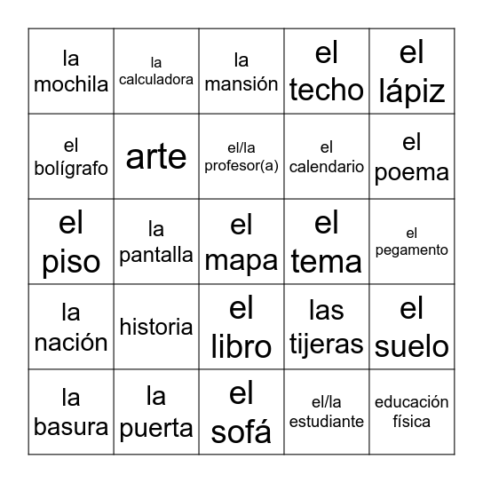 Ch 2 Part 2 Vocab Bingo Card