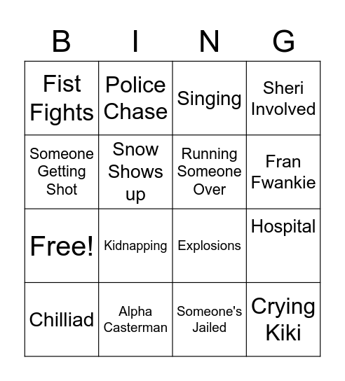 CasterKiki Date Night Bingo Card