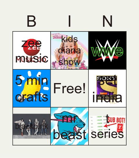 most subscribed youtubers Bingo Card