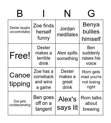 Feldman's Bachelor Party Bingo Card