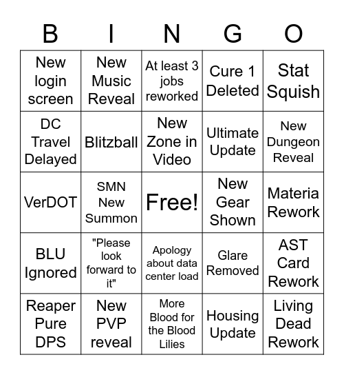 LIVE LETTER BINGO Card