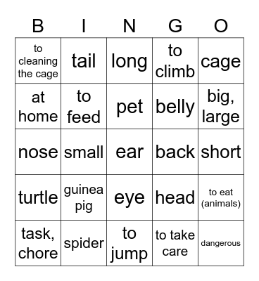 Tiere - Tier-AG Bingo Card