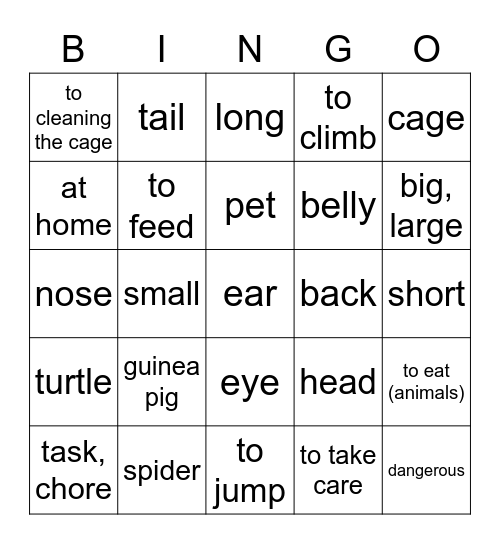 Tiere - Tier-AG Bingo Card