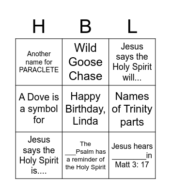 Bible Study Bingo Card