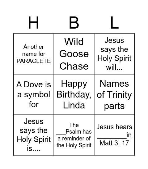 Bible Study Bingo Card