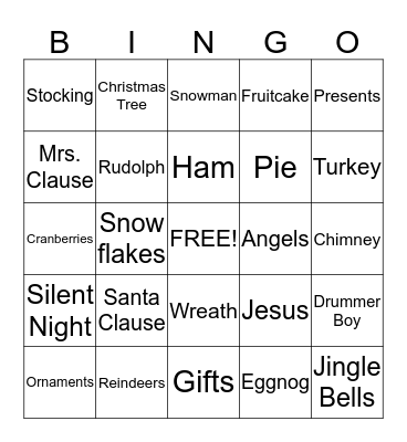 Christmas Bingo Card