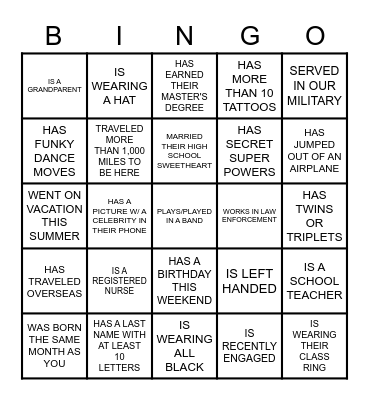FIND SOMEONE WHO... Bingo Card