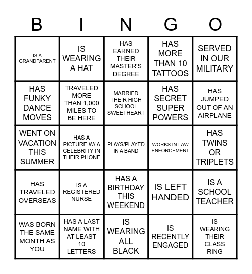 FIND SOMEONE WHO... Bingo Card