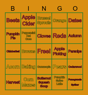 Fall Bingo Card